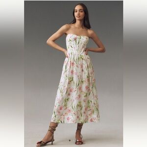 NWT BARDOT LOLA STRAPLESS CORSET A-LINE MIDI DRESS LARGE SPRING BABY FLORAL 8